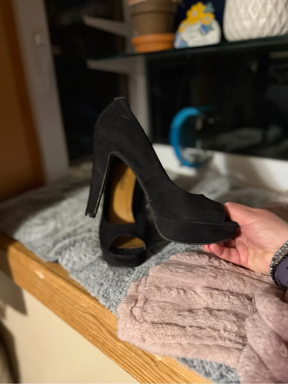 Candie's Black Peep-Toe Platform High Heels